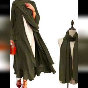 Army green 2 layered abaya / kaftan